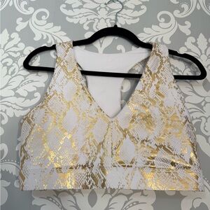 Fabletics On-The-Go Midi Medium Impact Snakeskin Sports Bra